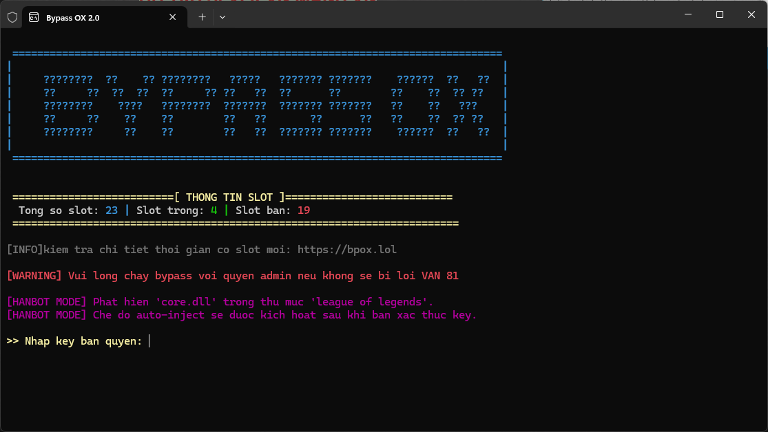 BYPASS OX (GỠ RMVG)